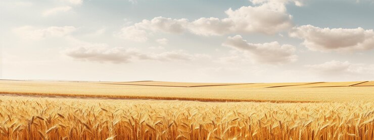 campo de trigo con un cielo nublado y nubes