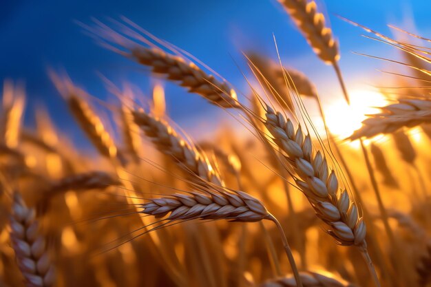 Un campo de trigo contra un cielo azul