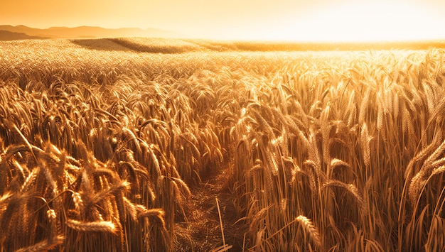 Campo de trigo dorado al amanecer