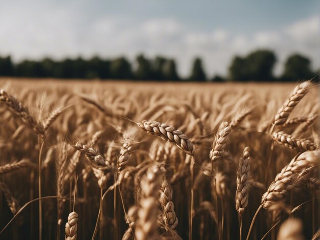 Foto un campo de trigo dorado con un cielo azul