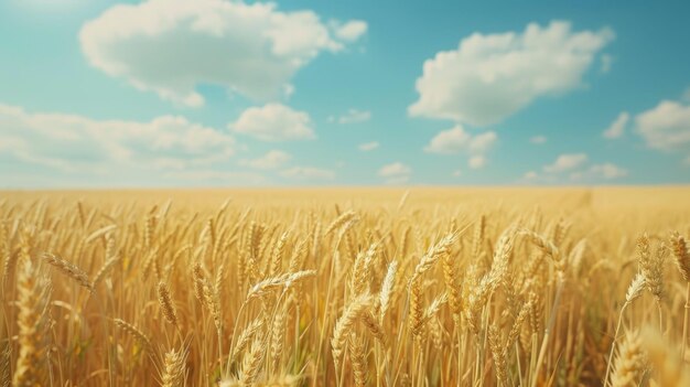 Campo de trigo dorado bajo un cielo soleado Concepto de agricultura y cosecha