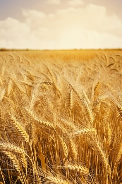 Foto un campo de trigo dorado con el sol brillando a través de él