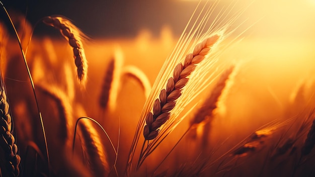 Foto campo de trigo espigas de trigo dorado cerrar