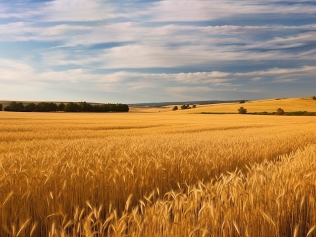 Campo de trigo maduro en un día de verano