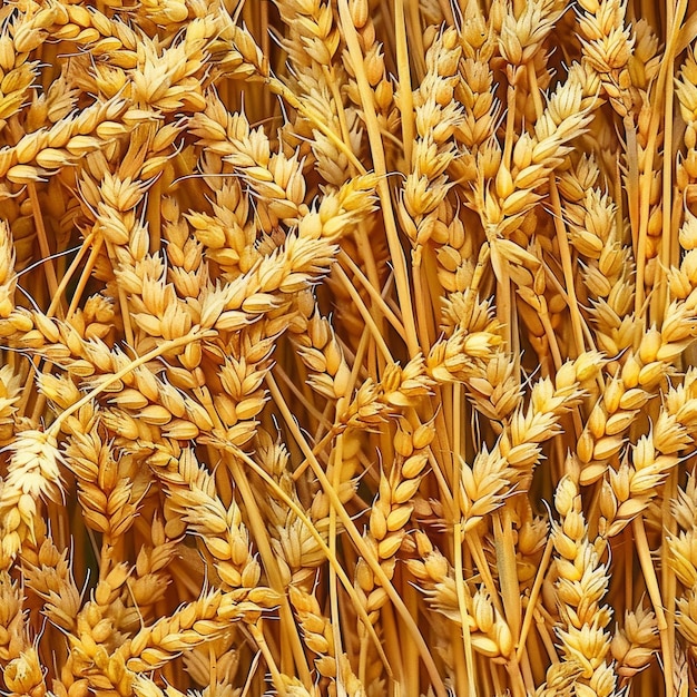Campo de trigo patrón sin costuras orejas de cebada doradas azulejos fondo maduración de cereales paisaje