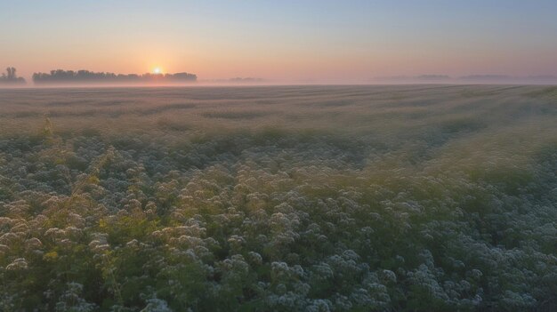 Campo de trigo sarraceno al sol, un producto natural de la agricultura generado por IA