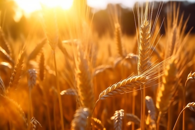 Campo de trigo con sol brillando