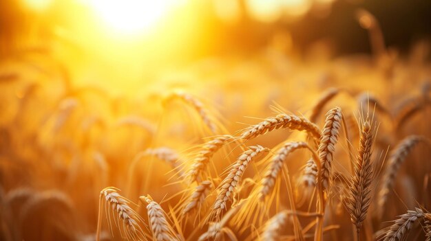Campo de trigo con el sol en el fondo