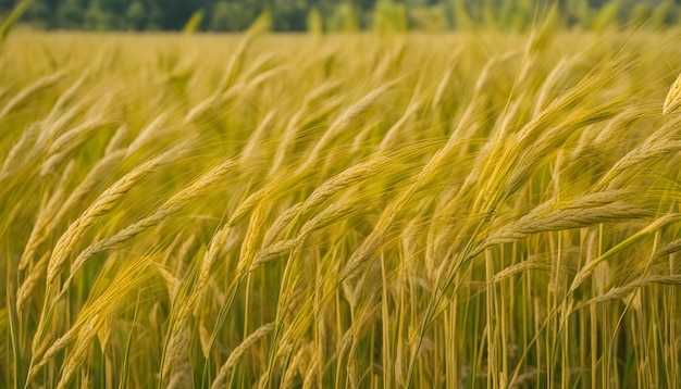 Foto un campo de trigo con un trigo en el fondo