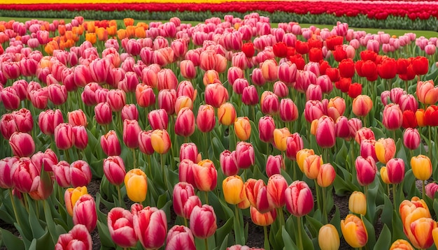 un campo de tulipanes con la palabra tulipanes en el medio
