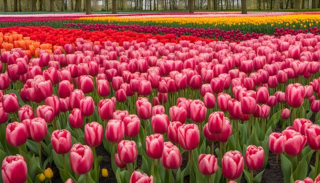 un campo de tulipanes con las palabras tulipanes en el medio