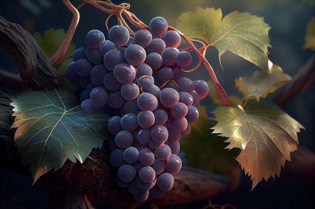 Foto campo de uvas que crece para el vino colinas de viña paisaje de verano con filas de viñedos ilustración de alta calidad