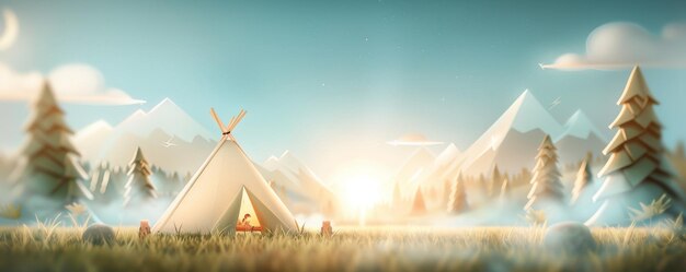 campo de verano de fantasía ilustrado con elementos mágicos imaginación infantil copiar espacio para texto enfoque cubrir todos los objetos profundidad de campo