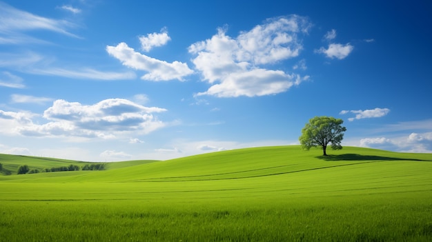 campo verde y cielo azul campo y nubes