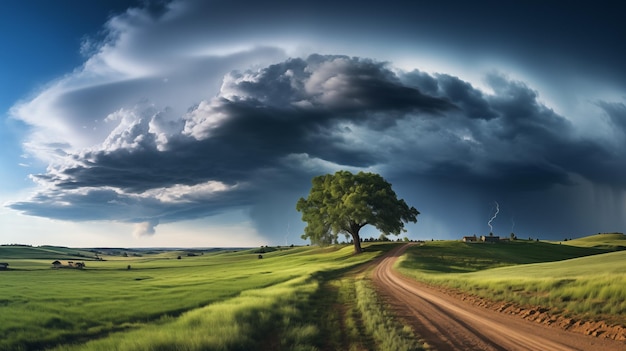 campo verde y cielo azul campo y nubes