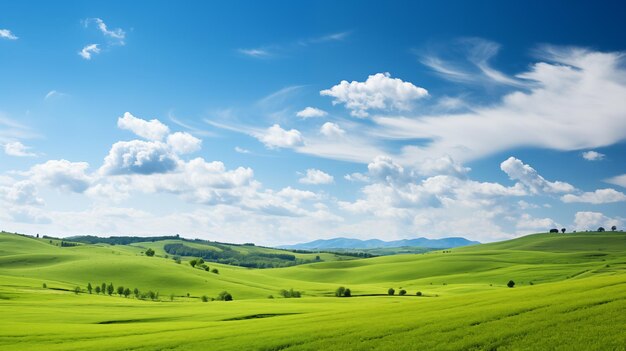 campo verde e céu azul campo e nuvens