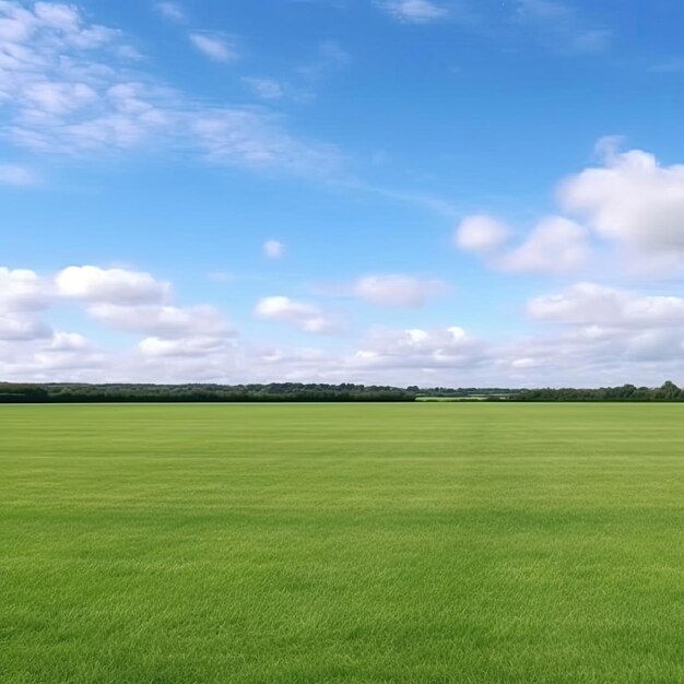 Campo verde e céu azul com nuvens brancas fundo bonito da natureza