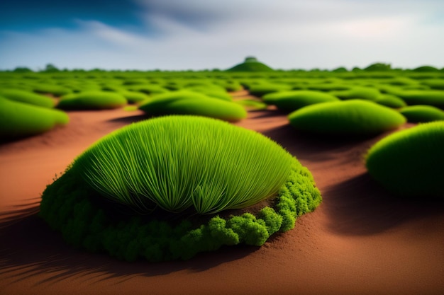 Foto un campo verde de hierba en el desierto