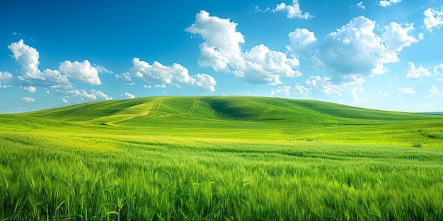 El campo verde de la llanura del horizonte en una sombra uniforme