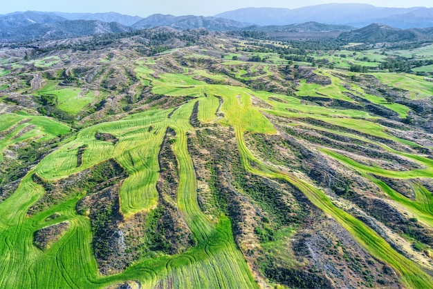 Campos agrícolas en las montañas de Troodos Chipre