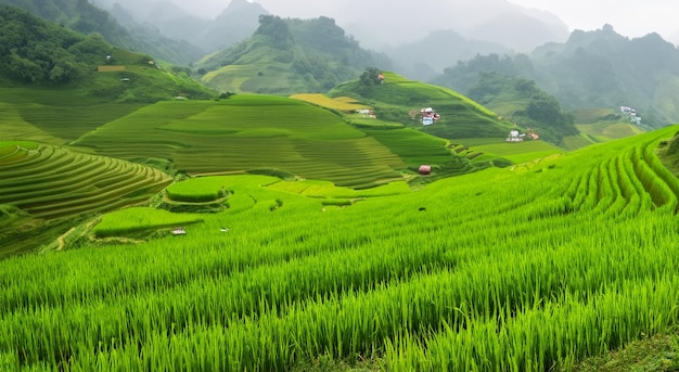 Campos de agricultores en Vietnam durante el día en alta resolución