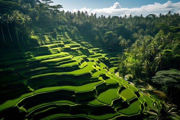 Campos de arroz en terrazas de la isla de Bali, Indonesia