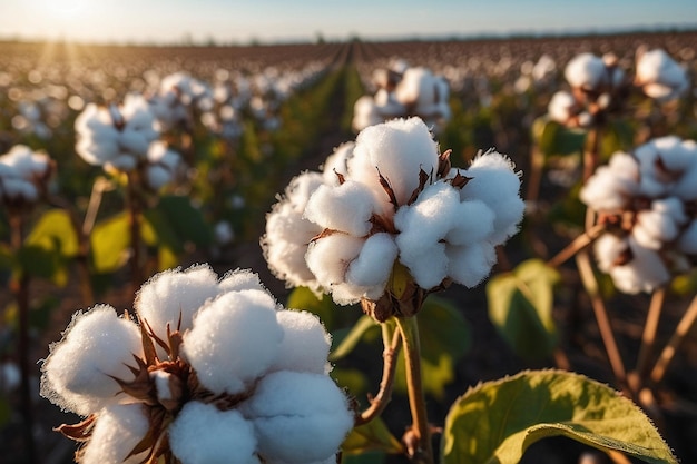 Campos de algodão prontos para colher