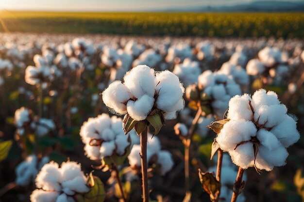 Campos de algodão prontos para colher