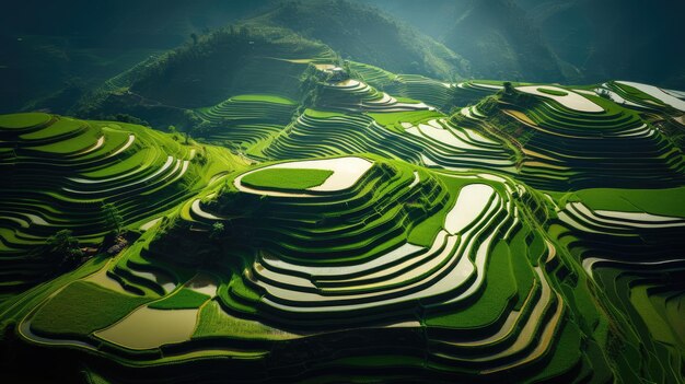 Campos de arroz gerados por IA Imagem