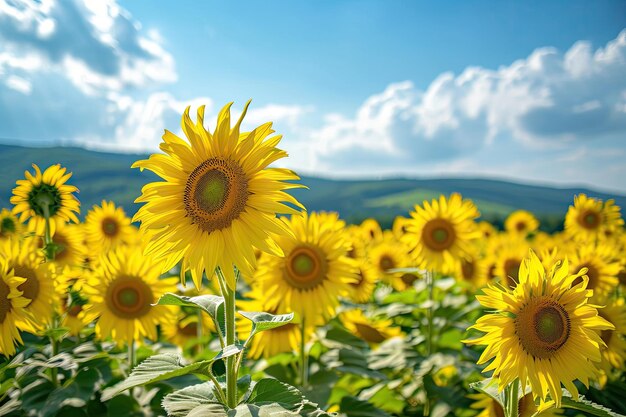 Campos de girassóis em flor