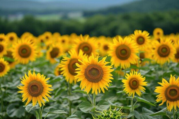 Campos de girassóis em flor