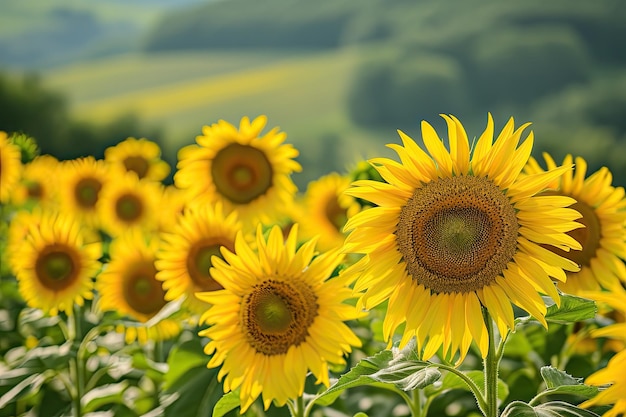 Campos de girassóis em flor