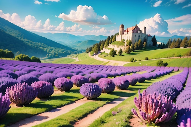 Campos de lavanda nas montanhas