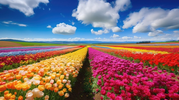 campos de tulipas em um campo de tulipas.