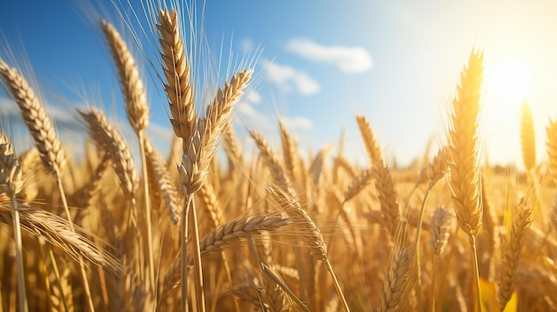 Campos dorados de trigo en un paisaje agrícola soleado