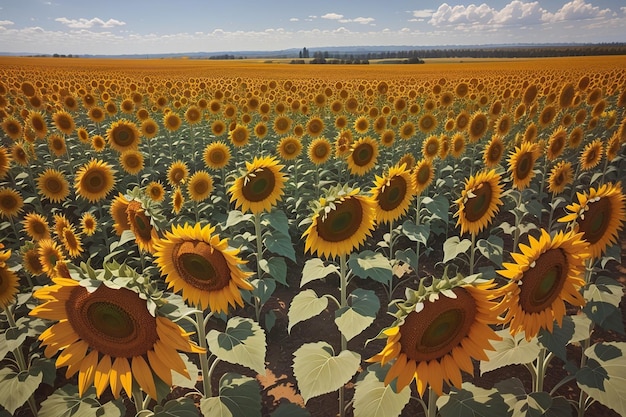 campos de girasoles gigantes en plena floración