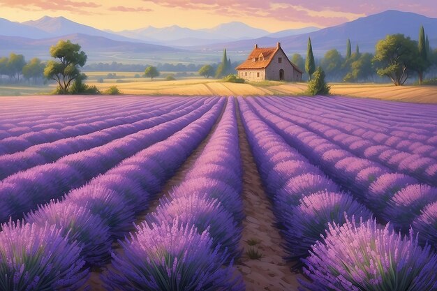 Campos intermináveis de lavanda