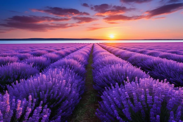 Campos de lavanda al atardecer