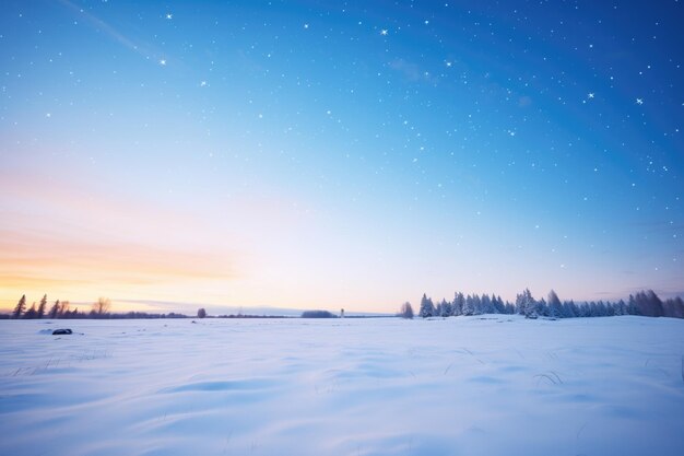 Foto campos de nieve con el cinturón de orión