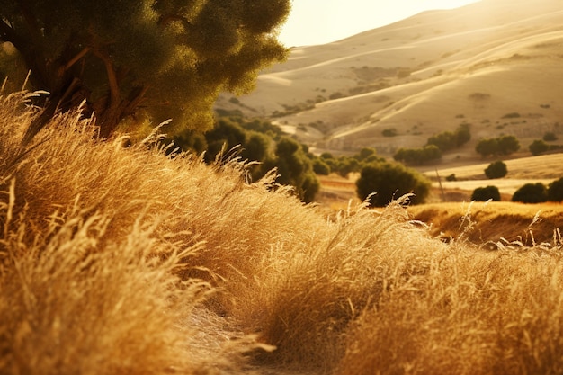 Los campos de olivos dorados