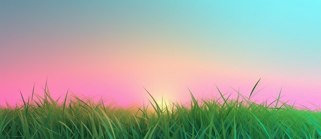 Foto campos y pastos con exuberante hierba verde bajo el soleado cielo azul del verano el fondo es sereno ia generativa