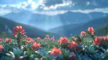 Foto campos de rododendros en flor en las montañas de los cárpatos parque nacional chornohora ucrania concepto fotografía de la naturaleza campos de rododendros parques nacionales de las montañas cárpatas ucrania