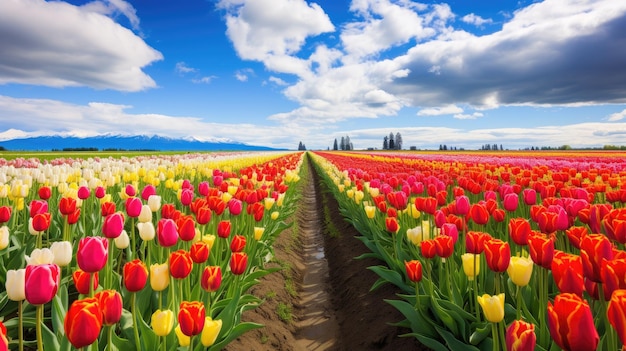 Campos de tulipanes en un campo de tulipanes