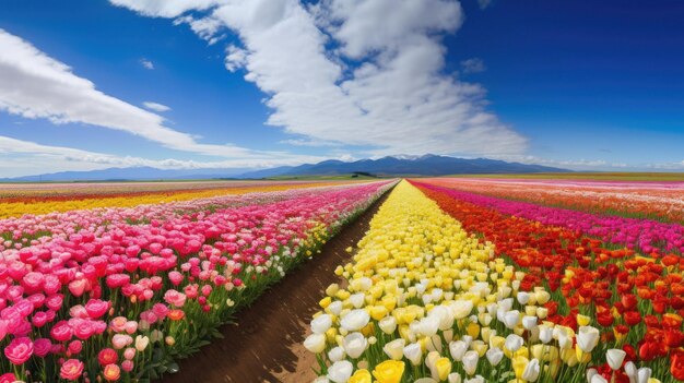 Campos de tulipanes en un campo de tulipanes