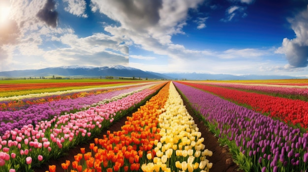 campos de tulipanes en primavera