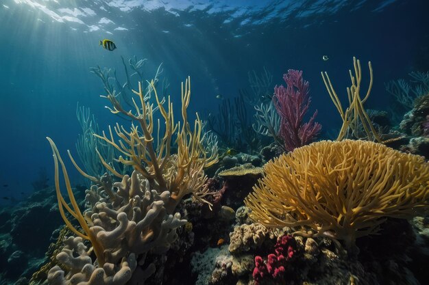 Caña de coral en las profundidades del mar