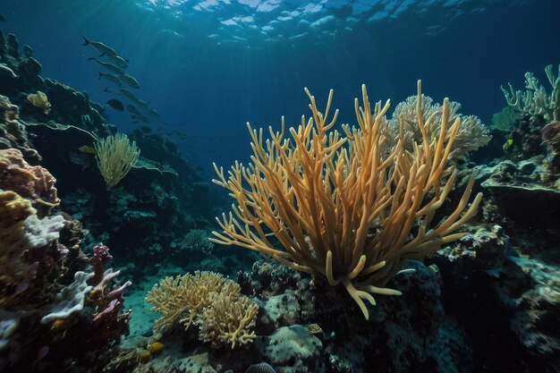 Caña de coral en las profundidades del mar