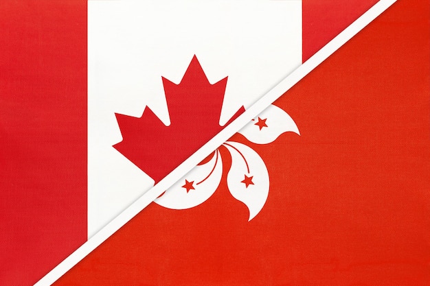 Canadá e Hong Kong símbolo do país Bandeiras nacionais canadenses Relação e parceria entre os dois países