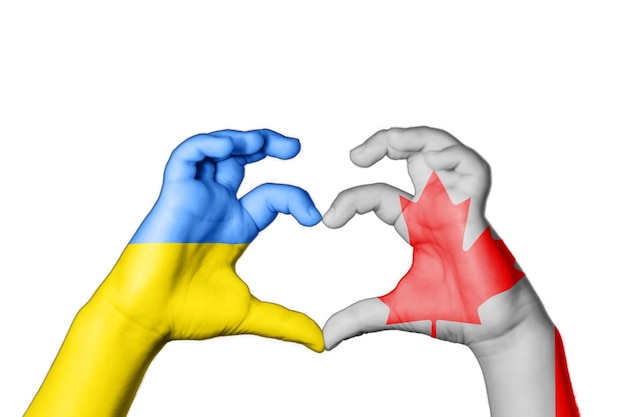 Canadá Ucrania Corazón, Gesto de la mano haciendo corazón, Orar por Ucrania