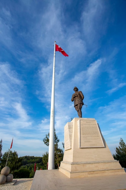 Canakkale / Turquía, 26 de mayo de 2019 / Conkbayiri, 57. alay, escultura de Ataturk